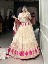 Pink Color Mirror And Bids (Moti) Handwork Shimmer With Weaving Work Lehenga Choli